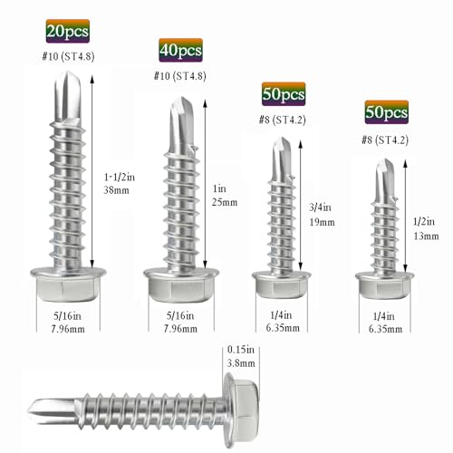 Tornillos autoperforantes acero inoxidable hex washer head 160 pcs miniatura 2