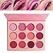 Pink Eyeshadow Palette,12 Colors Peach Matte & Shimmer Highly Pigmented Pink Mini Makeup Eyeshadow Pallet, Warm Natural Blendable Long Lasting Waterproof Small Pallets Eyeshadow for Women and Girls