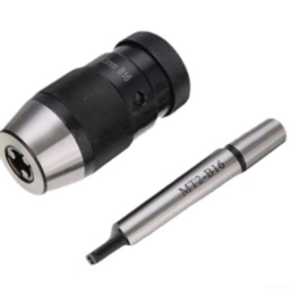 DAZZLEEX Portabrocas autoajustable de 1 a 16 mm B16 con mandril cónico MK2 para perforación de torno, CNC, metal, madera, plástico, sin llave, soporte de herramientas de cambio rápido, acero