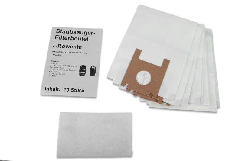 Lot de 10 sacs d'aspirateur pour Rowenta Tonixo, Ballon, Artec - Remplacement pour Swirl R29, Wolf 0670, Menalux 2103, Euro Plus R5012 et autres