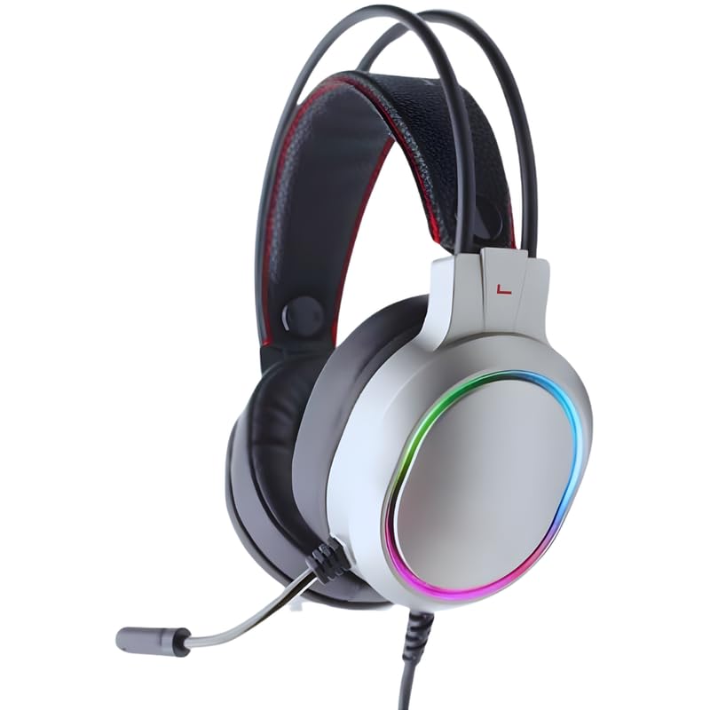 Lapras 𝟏𝟓 𝐘𝐞𝐚𝐫𝐬 𝐆𝐮𝐚𝐫𝐚𝐧𝐭𝐞𝐞 RGB LED Gaming Headset with Wired Connectivity, Deep Bass Stereo Sound, Soft Memory Cushions, Adjustable Headband, Clear Mic for PC, Laptop and Console Use