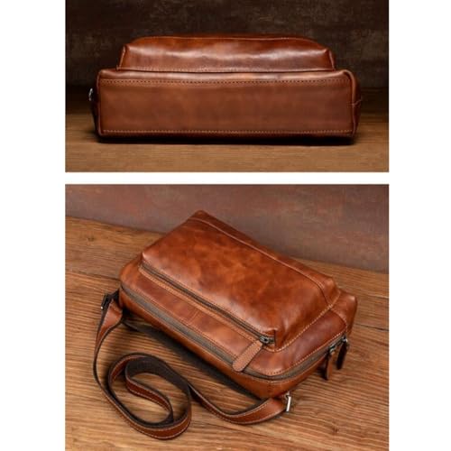 Mens Messenger Bags Shoulder Bags Genuine Leather Casual Daypacks Briefcases Crossbody Bags Travel Bags(Brown)3