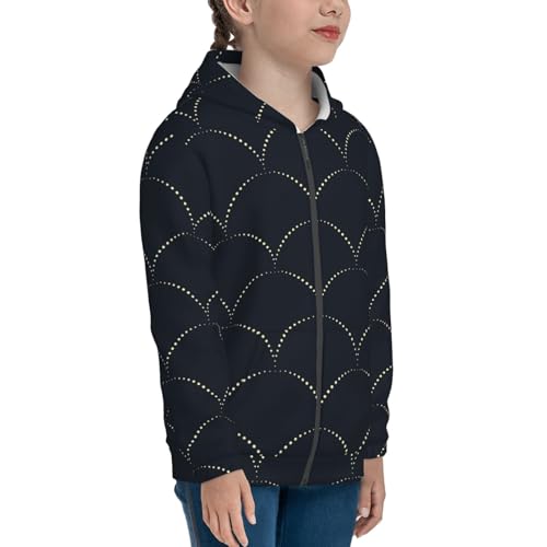 Black Fish scales Kid Hoodies Boys Zip Up Sweatshirts Girls Pullover with Pocket4