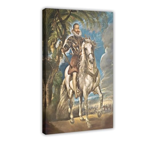 Toile Portrait équestre du duc de Lerma Rubens 50x75 cm pour décoration murale de salon