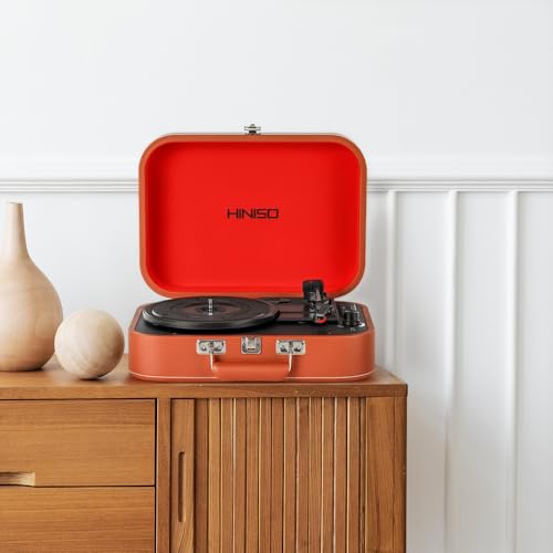 Image of Hiniso Bluetooth Vinyl Record Player with 2-Way Bluetooth (Input & Output) & USB Recording | Vintage 3-Speed Turntable with Built-in Speakers | Convert Vinyl to MP3 | New T416 Design