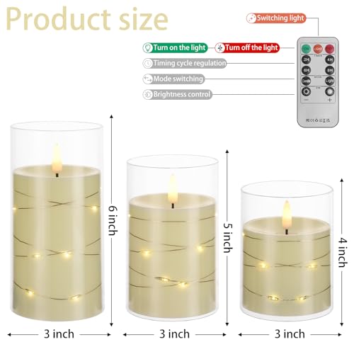 Image of Flameless Candles, Battery Operated LED Candles with Remote and Timer Flickering Flameless Candle for Romantic Ambiance and Home Halloween Decor Durable Acrylic Shell with Embedded Star String
