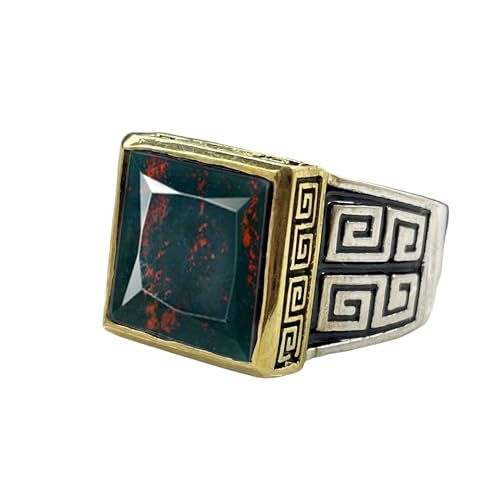 Natural Bloodstone Ring, 925 Sterling Silver Statement Ring, Natural Square Bloodstone Gemstone Ring, Mens Bloodstone Ring, Bloodstone Ring, Christmas Gift