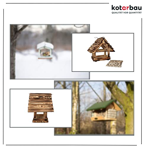 KOTARBAU® Mangiatoia per uccelli in legno bruciato...