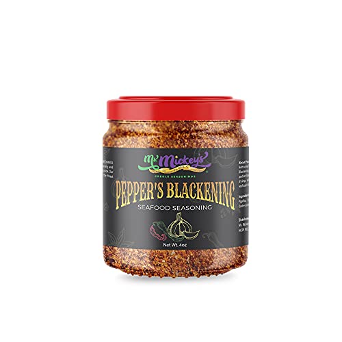 Ms. Mickey s Pepper s Blackening Seafood Seasoning, Used in Seafood Restaurants, Seafood Seasoning Made with Kosher Products, Paprika, Salt, Spices, Onion, Garlic Perfect for Seafood - 4oz