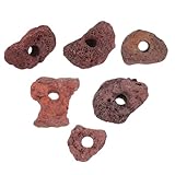 PENIKOKO 6 Piezas Anillos de Fijación de Piedra Volcánica Natural para Peceras Decoración Segura para Acuarios Accesorio para Plantas Acuáticas Diseño para Peces Pequeños