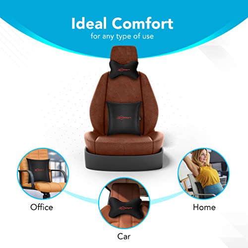Image of Neodrift 'Neo-Kit Combo' - (Colour - Black+Red)(2 Neck Cushions, 2 Square Pillows) | Neck & Back Rest Support Cushion Memory Foam Pillow for Neck, Head, Shoulder & Back Pain-Relief for Car Seat