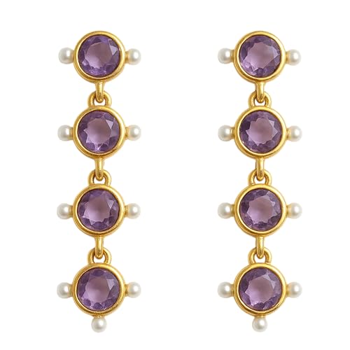 Améthyste boucles d'oreilles en argent plaqué or comme cadeau élégant femme