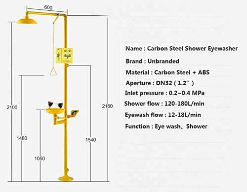 Acero inoxidable 304 Combinación de laboratorio de revestimiento anticorrosión Estación de emergencia Lavado de ojos Lavado facial Drench Shower con estaciones de lavado de ojos