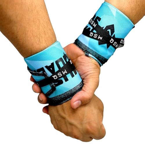 Image of Wrist Wraps for Calisthenics & Weightlifting - Heavy Duty Wrist Support & Stability (Blue Streak)