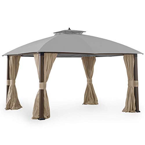 Garden Winds Replacement Canopy Top Cover for Broyhill Eagle Brooke Ashford Asheville Gazebo - Riplock 350 - Slate Gray - Will FIT These Models ONLY: A101007600, A101007603, A101007604