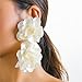 Exaggerated Satin Large Flower Long Tassel Drop Earrings - Fluffy Fabric Flower Earrings - Bohemian Floral Statement Earrings - Fashion Romantic Party Wedding Earrings - Jewelry (Yellow)