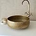 Custom Made 16 Guage Solid Brass Bathroom Sink, Round Coutertop Brushed Brass Bathroom Basin, Handmade Hammered Copper Above Counter Vessel Bowl sink for Kitchen or Bathroom (14