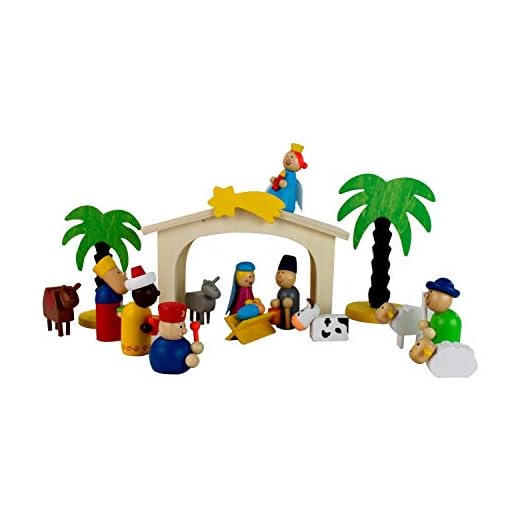 Inware 22094 - Crèche de Noël, 16 Pièces, De Bois