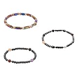 EXCEART 3 Pcs Cheville Magnétique Hématite Pierre Cheville Sain Bracelet Magnétique Bijoux Main Perles Bracelets de Cheville pour Hommes Femmes Amis