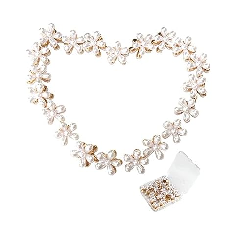 20 Pcs Flower Hair Claw Clips, Multi-color Mini Small Cute Clips Decorative Hair Styling Accessories for Girls and Women Birthday Gifts with Container (20 pearl) Cover