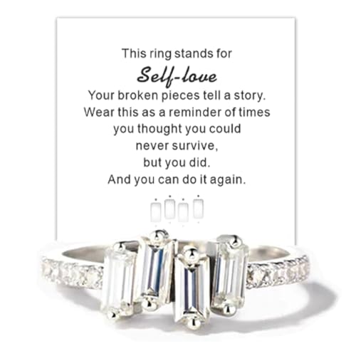 FAICAEIRI SELF-LOVE MULTI STONES RING,Irregular Beautifully Broken Multi-Stones Self-Love Ring, Zircon Inlaid Inspirational Ring,A Self-Reminder Ring Jewelry for Women,men,Friends (10)