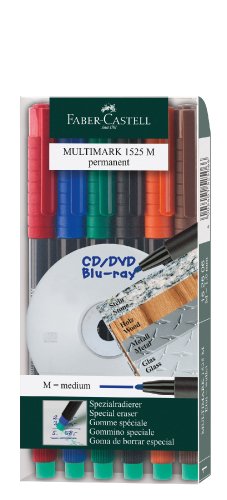 Faber-Castell 152506 - Permanentmarker MULTIMARK, Stärke: M, 6er Etui