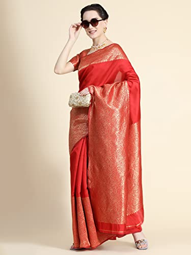 Image of Avantika Fashion Women's Classy Kanjivaram Soft Lichi Silk Banarasi Saree With Blouse Piece
