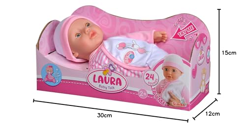 Simba 105140020 - My Love Baby Talk, Weichkörperpuppe mit Schlafaugen in süßem Strampler, macht 24 Babylaute, 30cm, Babypuppe ab 2 Jahre – Bild 6