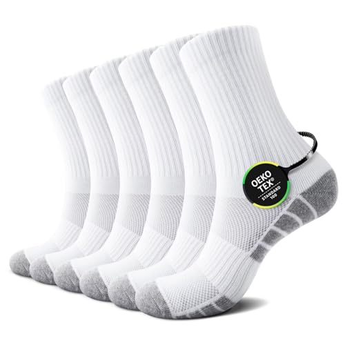 TUUHAW Calcetines Running Hombre Blancos Invierno Calcetines Hombre para Deporte Ciclismo Trekking Padel Baloncesto Tenis 43-46