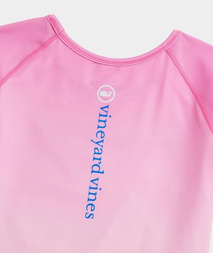 vineyard vines Girls' Ombre Short Sleeve Performance Rash Guard Tee Medium 8-10 Pink4