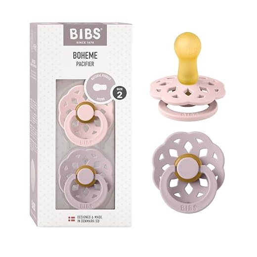 BIBS Pacifiers - Boheme Collection | BPA-Free Baby Pacifier | Made in Denmark | Set of 2 Blossom/Dusky Lilac Color Premium Soothers | Size 6-18 Months