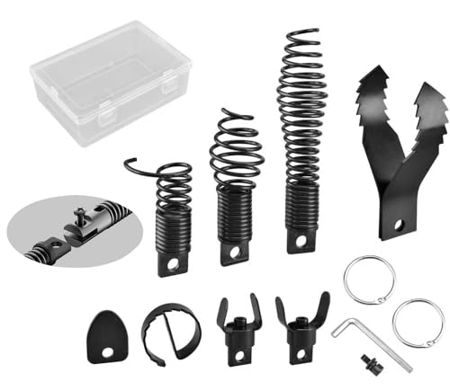 8-Piece Drain Snake Kit for 5/16" to 3/4" Cables – Heavy-Duty Manganese Steel Cutters for Roots, Grease & Stubborn Clogs – Includes Storage Case & Metal Ring