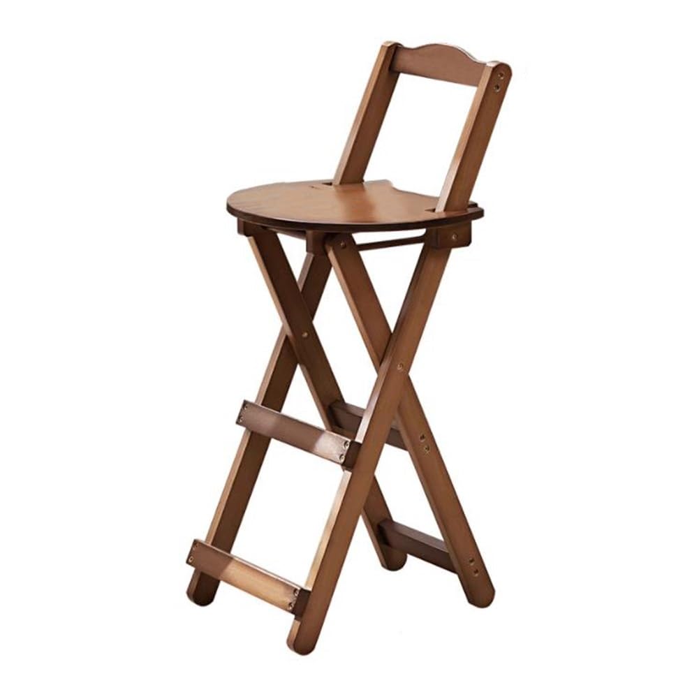 Folding Bar Stool, Foldable Bamboo Kitchen Stool Chair with Back Support and Footrest, Breakfast High Stool for Kitchen Island Home Garden Indoor Outdoor (Color : Brown, Size : 45cm/18in)