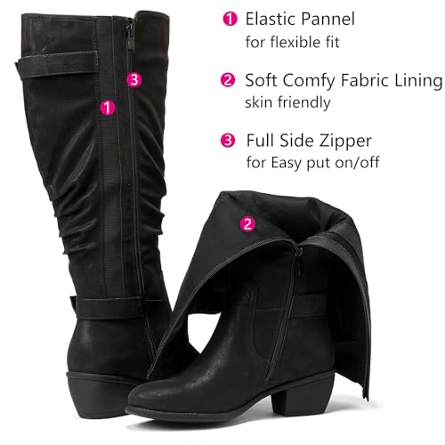 Luoika Women's Extra Wide Calf Knee High Boots, Wide Width Slouchy Knee-High Boots Low Stacked Heel Winter Fall Plus Size Boots.3