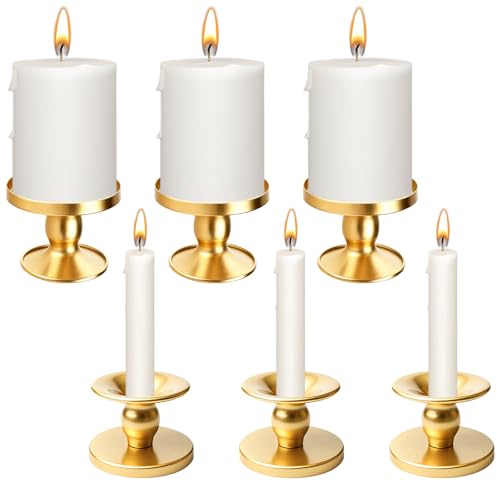 Candelabro de doble uso, candelabro de metal, juego de 6 unidades, adecuado para velas, bodas, decoraciones de mesa, decoraciones navideñas modernas, coronas de Adviento, salón, fiestas