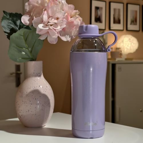 Image of 2-in-1 Vacuum Insulated Steel Water Bottle, 18 oz, Leak-proof Design, BPA-free, Compatible with Cup Holders, Dishwasher Safe, Durable Stainless Steel Material, 2 Lid Options, Straw Included