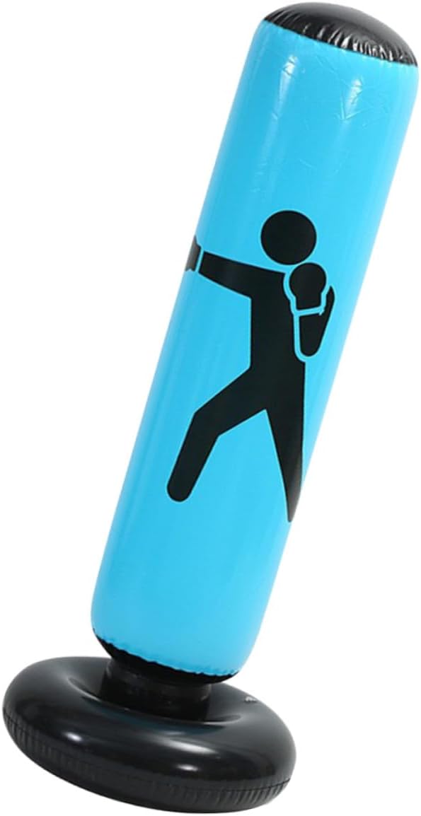 Inflatable Standing Punching Bag for Adults and Blue Durable Exercise Boxing Bag with Weighted Base for MMA Kickboxing Training at Home Gym
