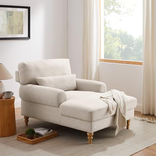 Condemo Modern Chaise Lounge Chair with Adjustable Backrest, Upholstered Indoor Leisure Sofa...