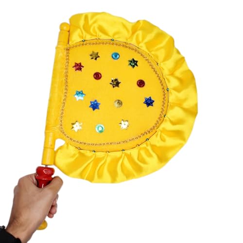 Image of Handmade and Decorative Orange Hand Fan with Wooden Handle for Cool Air, Home Dcor and Travel Use Vinjano /Pankhi - Return Gift,[Mother's Day Gift]