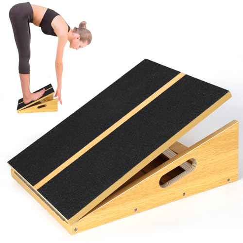 Planche en bois inclinee reglable pour etirement des mollets 5 positions