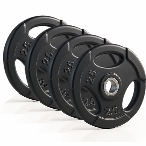 Image of WATSON 3 Cut Rubber Coated Metal Weight Lifting Bar Plates With Metal Bush Compatible Upto 30mm Gym Rods, Home Gym Weight Plates For Men & Women (10Kg Set (2.5Kg x 4))
