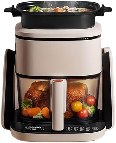 Air Fryer Oven 1100W 2-in-1 with Fry Pan and 4L Basket, 1L Pan, 360° Flip Technology for Air Frying, Rotisserie, Roasting, Keep Warm, Space Saving Design