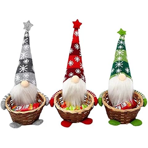 BJYX 3 PCS Christmas Gnomes Plush Doll, Christmas Gonks Faceless Doll - Merry Christmas Candy Baskets Decorations for Xmas Gonk Gifts Cover