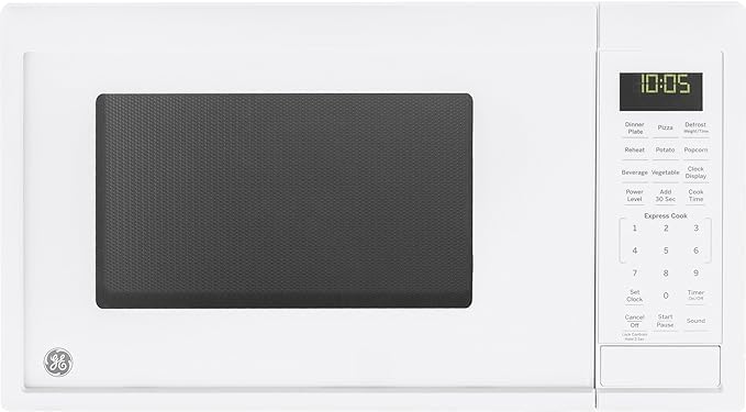 GE GCST09N1WWW Microwave Oven, 900-watt 7 Auto Cooking Settings, Child-Lock Technology, Kitchen Essentials for The Countertop, Dorm Room or Apartment, New 0.9 Cu. Ft, White New 0.9 Cu. Ft. White