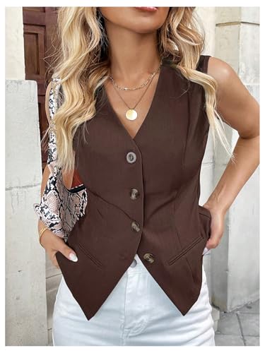 Floerns Women's Button Down Sleeveless Blazer V Neck Office Work Classy Suit Vest2