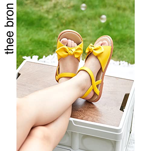 Image of THEE BRON Toddler Girls Sandals Wedding Flower Girl Dress Shoes Open Toe Flats