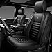 CAR PASS Nappa Leather Car Seat Covers Front Seats, Luxury Seat Protector for Cars, Waterproof Anti-Slip Seat Cushion Armrest Compatible Airbag Universal for Sedan SUV Pick-up Truck Automotive, Black