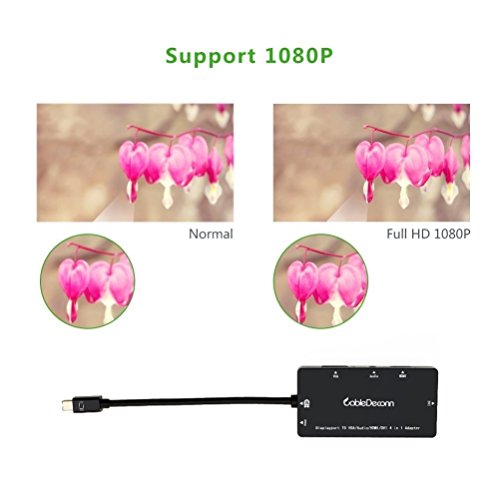 CableDeconn 4-in-1 Mini Displayport (Compatible Thunderbolt) to Hdmi/dvi/vga Adapter Cable with Audio Output Converter
