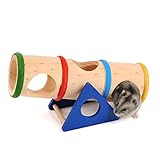 gutongyuan Hamster Toys Wooden Tunnel Seesaw Fun Exercise House Small for Syrian Robo Dwarf Hamster Rat Guinea Pigs Gerbil Chinchilla,Cage & Nest Accessories for Small Animals