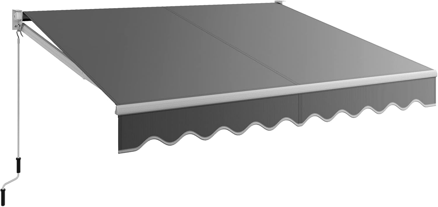 RELAX4LIFE Toldo Exterior Terraza de Marco Aluminio 2,5x2m (Gris) | con Manivela y Ángulo Ajustable 40-100°, Toldo Retráctil con Brazo Articulado, Protección Solar y de Agua para Balcón